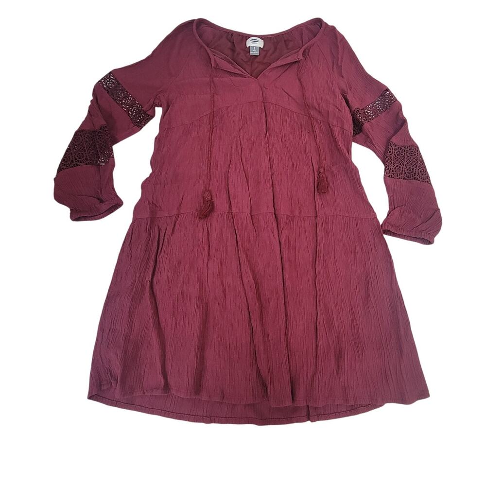 Old Navy Petite Maroon Long Sleeve Dress Size Small
